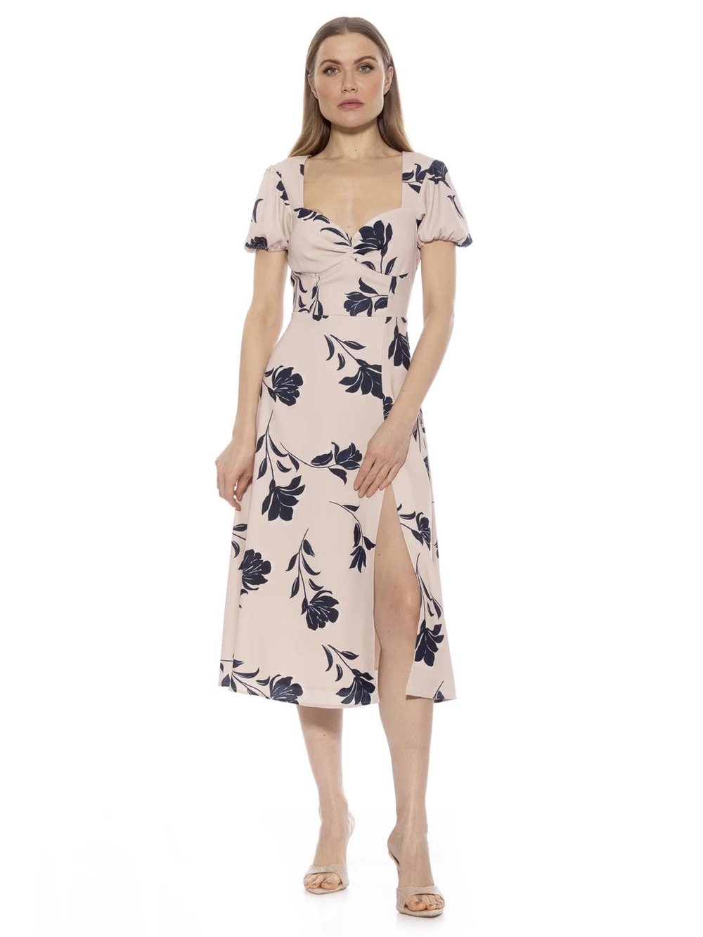 NWOT- Alexia Admor GRACIE SWEETHEART DRESS,  BEIGE FLORAL PRINT, size 12
